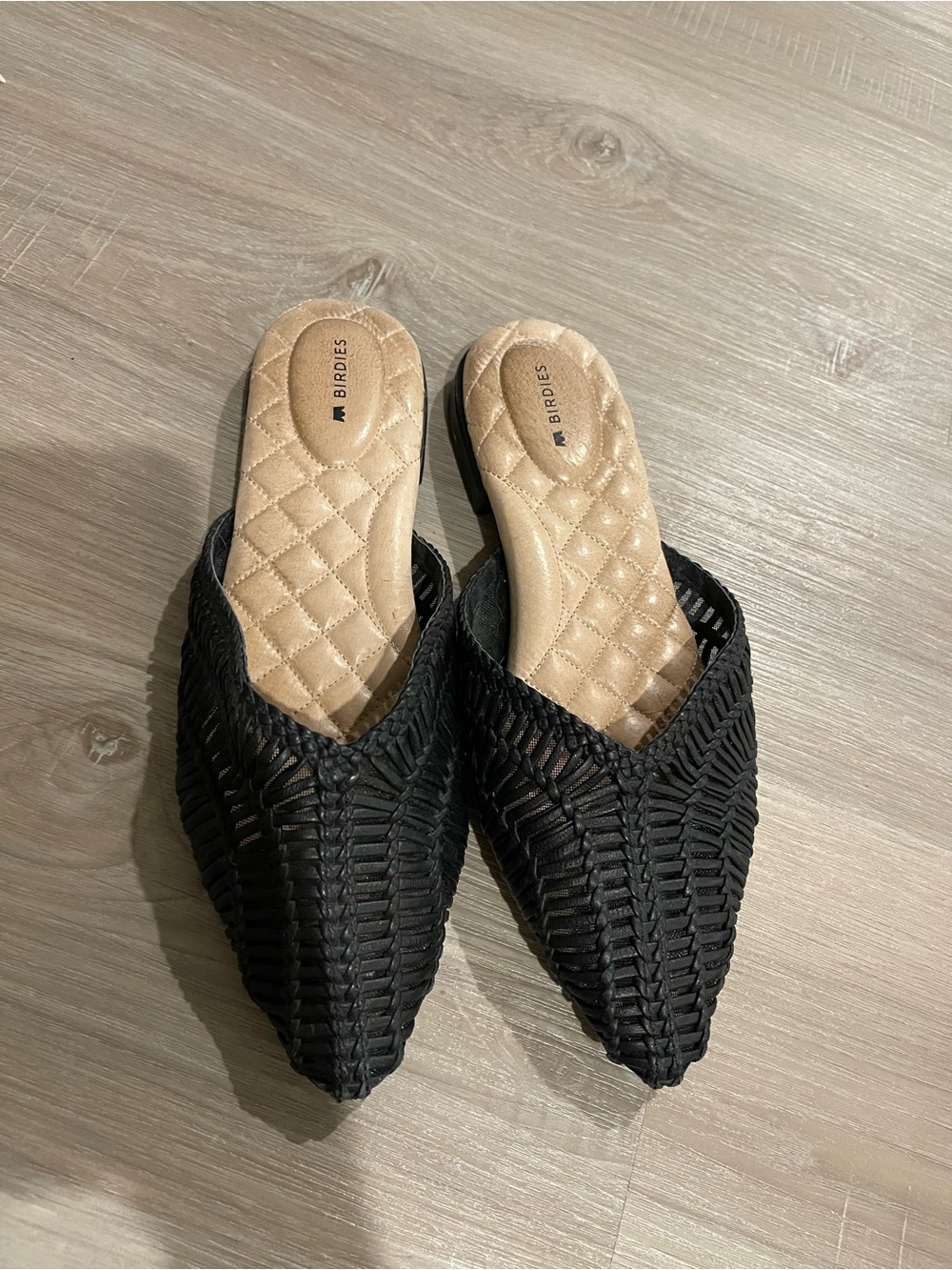 Birdies Black Woven Pointed-Toe Mule size 7